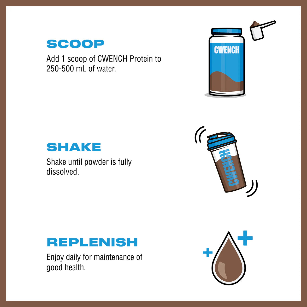 CWENCH WHEY PROTEIN Fehérjepor - 725g Csokoládé ízű