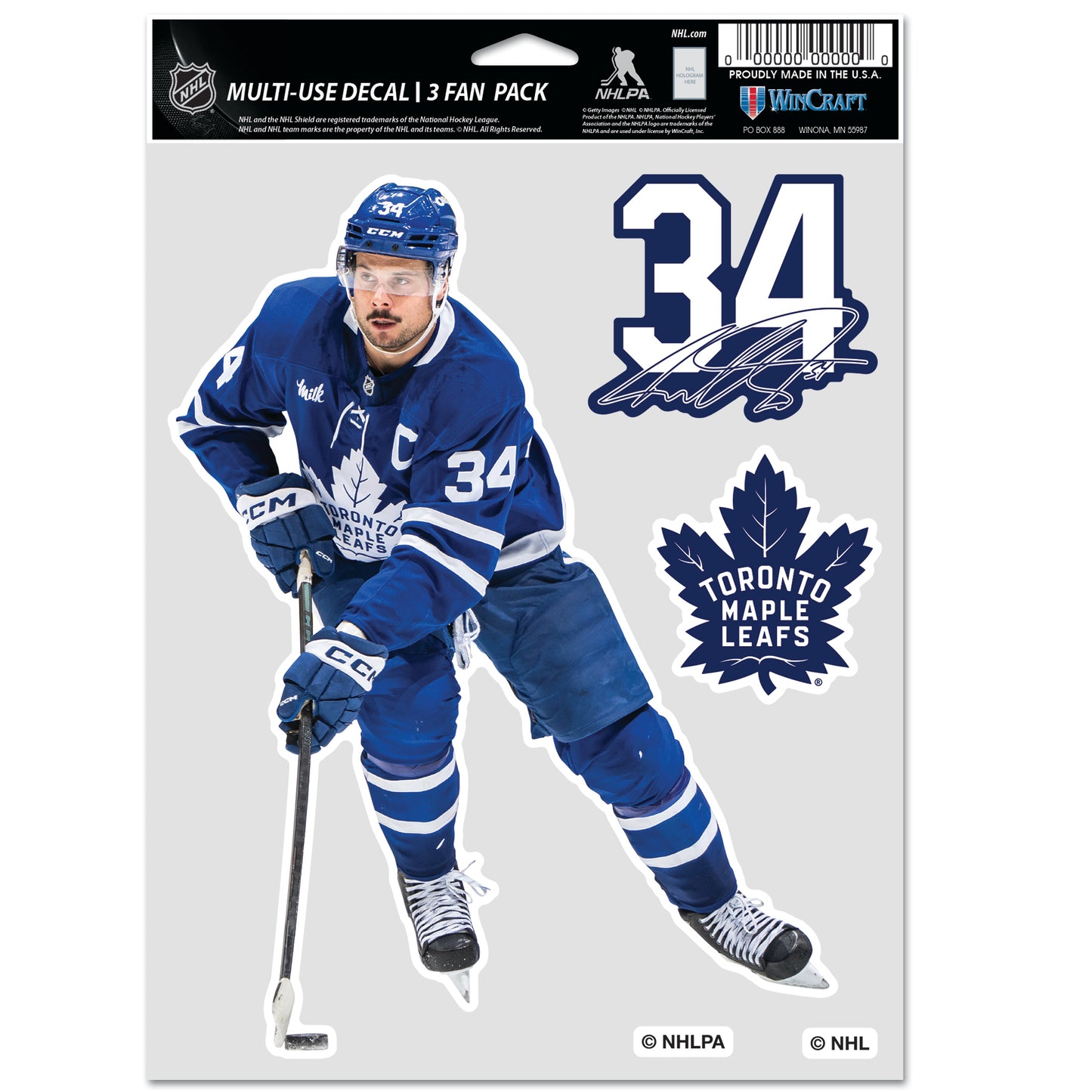 WINCRAFT NHL Multi Use 3 Fan Pack Decal Auston Matthews