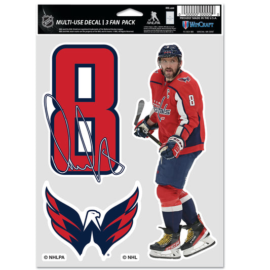 WINCRAFT NHL Multi Use 3 Fan Pack Decal Alex Ovechkin