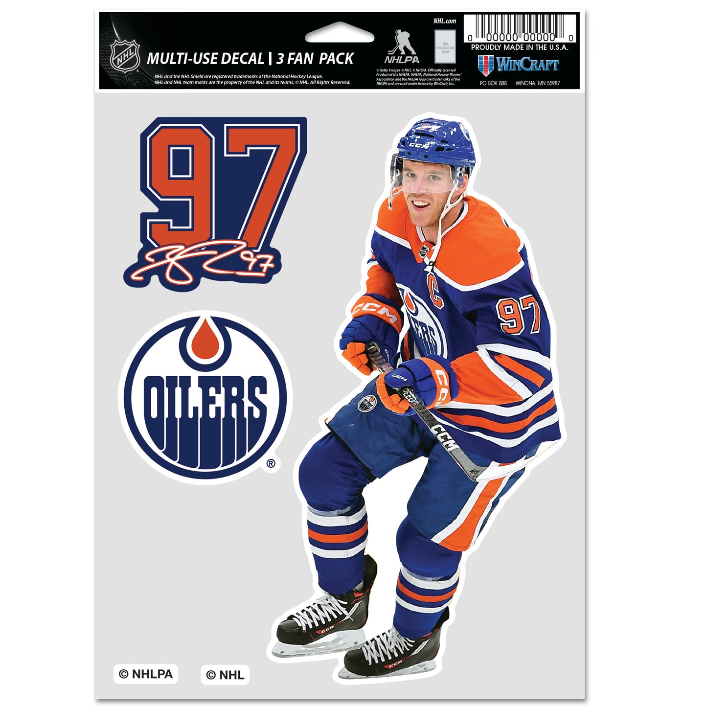 WINCRAFT NHL Multi Use 3 Fan Pack Decal Connor McDavid