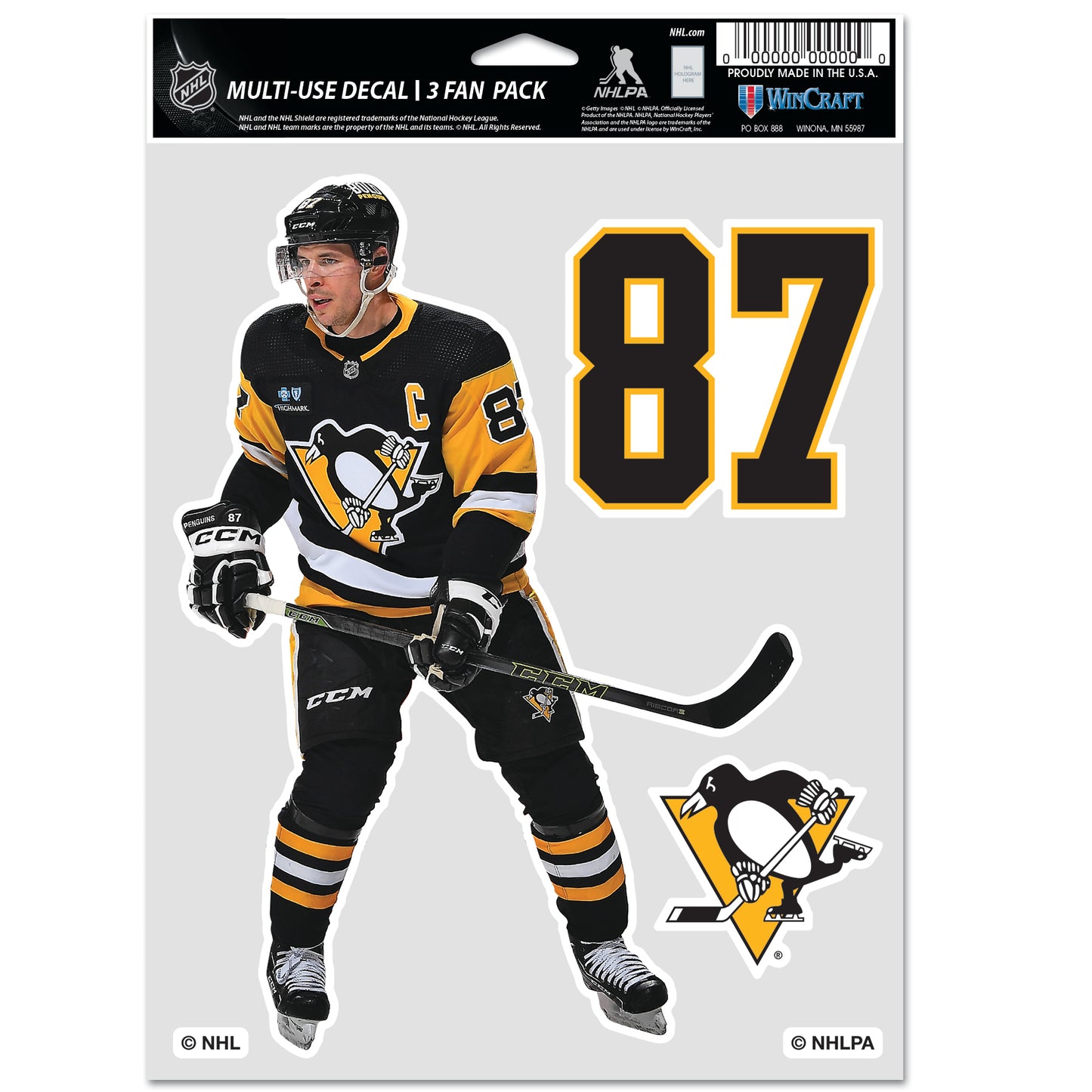 WINCRAFT NHL Multi Use 3 Fan Pack Decal Sidney Crosby